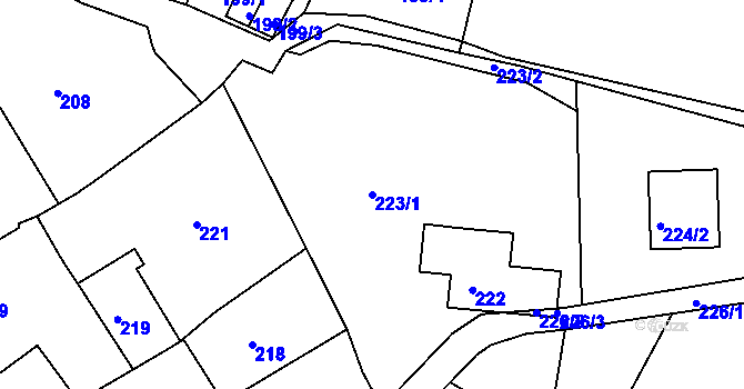 Parcela st. 223/1 v KÚ Štramberk, Katastrální mapa