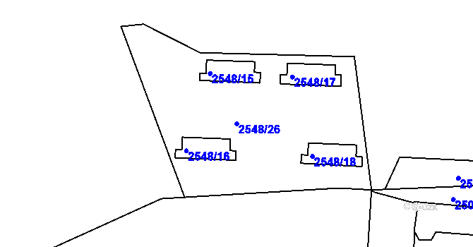 Parcela st. 2548/26 v KÚ Štramberk, Katastrální mapa