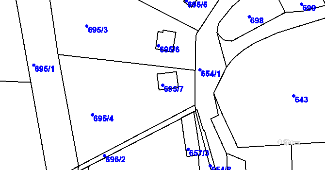 Parcela st. 695/7 v KÚ Štramberk, Katastrální mapa