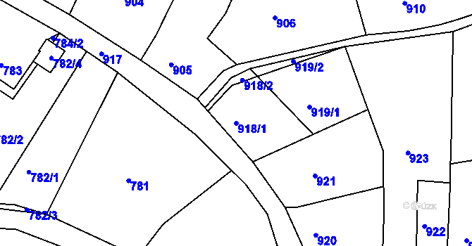 Parcela st. 918/1 v KÚ Štramberk, Katastrální mapa