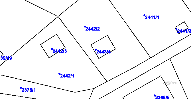 Parcela st. 2443/4 v KÚ Štramberk, Katastrální mapa