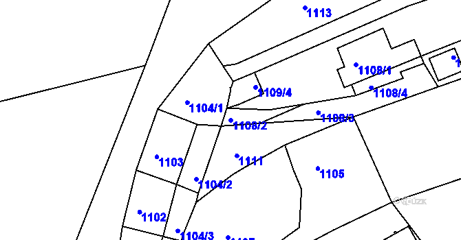 Parcela st. 1108/2 v KÚ Štramberk, Katastrální mapa