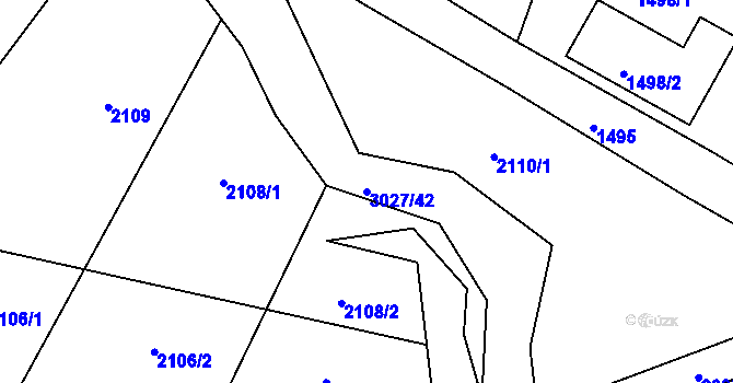 Parcela st. 3027/42 v KÚ Štramberk, Katastrální mapa