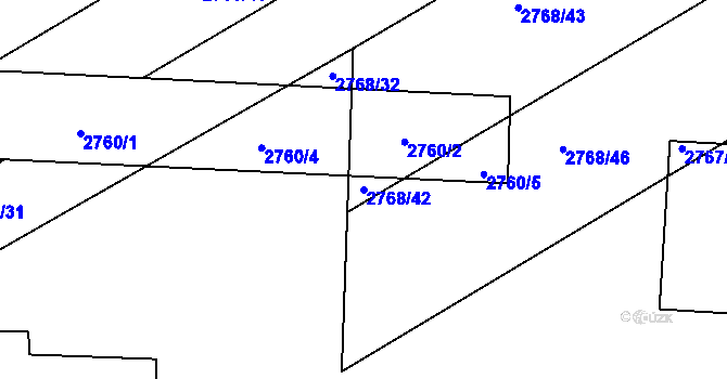 Parcela st. 2768/42 v KÚ Štramberk, Katastrální mapa