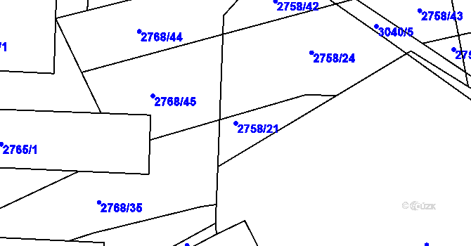 Parcela st. 2758/21 v KÚ Štramberk, Katastrální mapa
