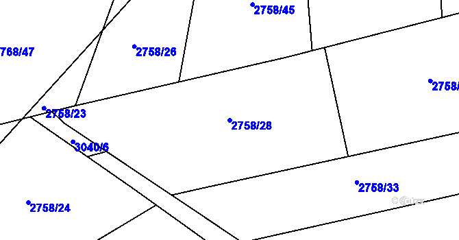 Parcela st. 2758/28 v KÚ Štramberk, Katastrální mapa