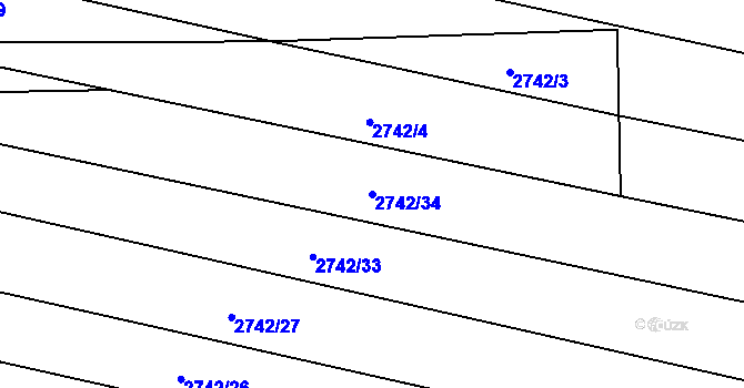 Parcela st. 2742/34 v KÚ Štramberk, Katastrální mapa