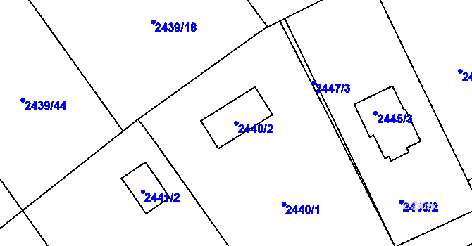 Parcela st. 2440/2 v KÚ Štramberk, Katastrální mapa