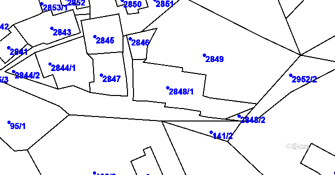 Parcela st. 2848/1 v KÚ Štramberk, Katastrální mapa