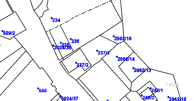 Parcela st. 237/1 v KÚ Štramberk, Katastrální mapa