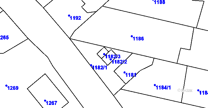 Parcela st. 1182/3 v KÚ Štramberk, Katastrální mapa