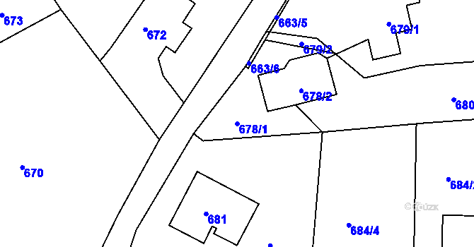 Parcela st. 678/1 v KÚ Štramberk, Katastrální mapa