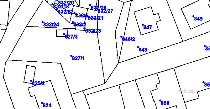 Parcela st. 853/3 v KÚ Štramberk, Katastrální mapa