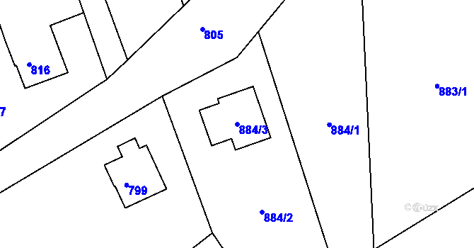 Parcela st. 884/3 v KÚ Štramberk, Katastrální mapa