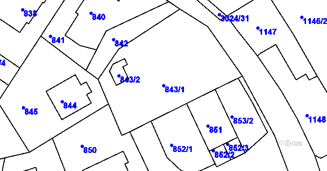 Parcela st. 843/1 v KÚ Štramberk, Katastrální mapa