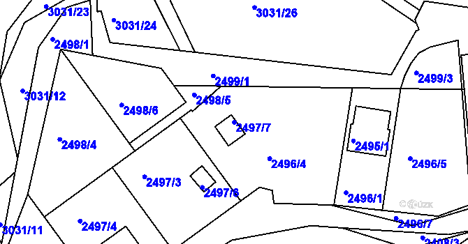 Parcela st. 2497/7 v KÚ Štramberk, Katastrální mapa