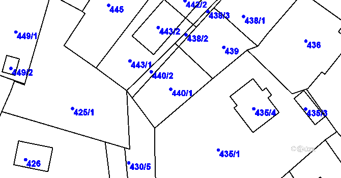 Parcela st. 440/1 v KÚ Štramberk, Katastrální mapa