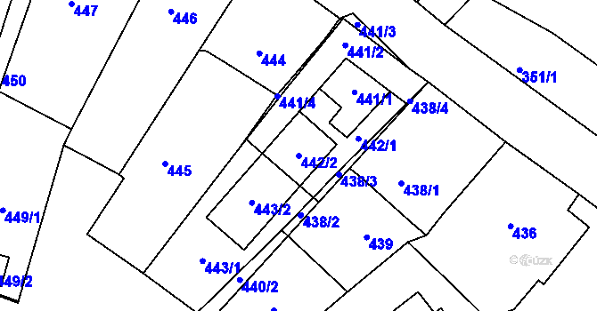 Parcela st. 442/2 v KÚ Štramberk, Katastrální mapa