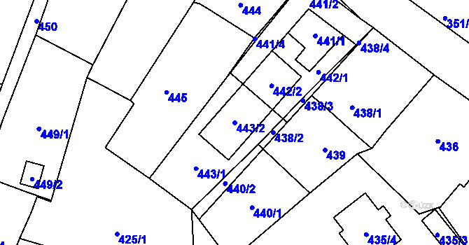 Parcela st. 443/2 v KÚ Štramberk, Katastrální mapa