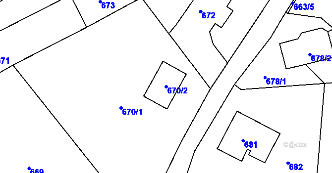 Parcela st. 670/2 v KÚ Štramberk, Katastrální mapa