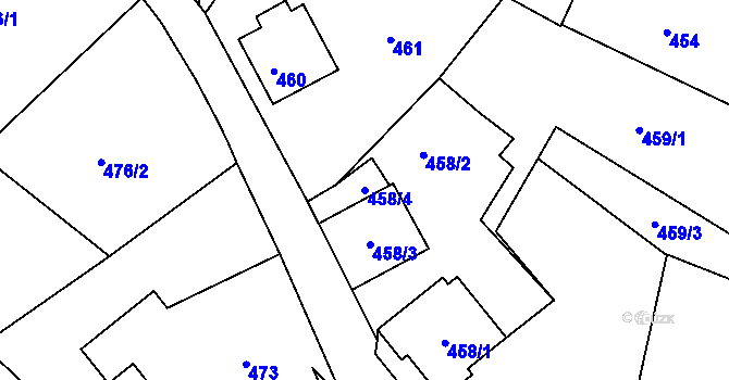 Parcela st. 458/4 v KÚ Štramberk, Katastrální mapa