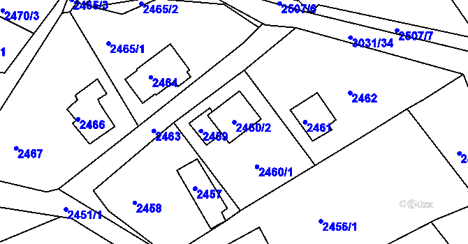 Parcela st. 2460/2 v KÚ Štramberk, Katastrální mapa