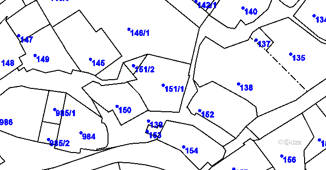 Parcela st. 151/1 v KÚ Štramberk, Katastrální mapa