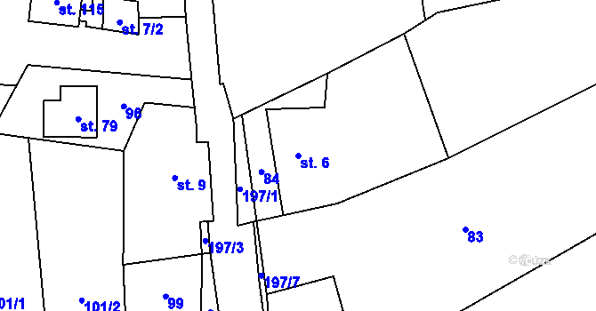 Parcela st. 6 v KÚ Študlov u Vítějevsi, Katastrální mapa
