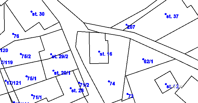 Parcela st. 16 v KÚ Študlov u Vítějevsi, Katastrální mapa