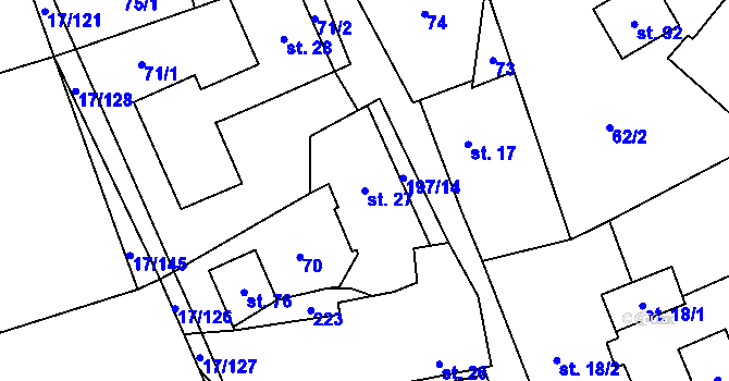 Parcela st. 27 v KÚ Študlov u Vítějevsi, Katastrální mapa