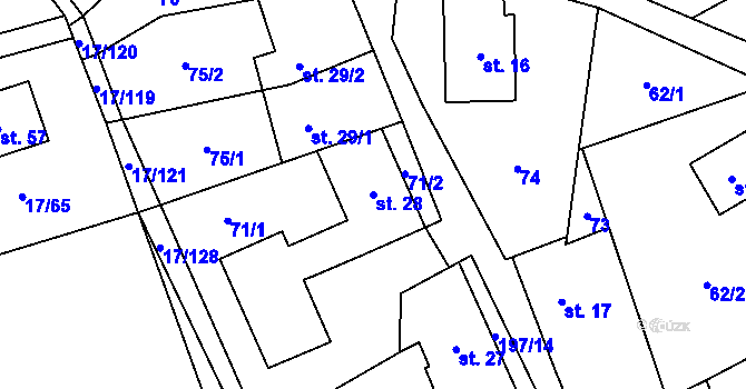 Parcela st. 28 v KÚ Študlov u Vítějevsi, Katastrální mapa