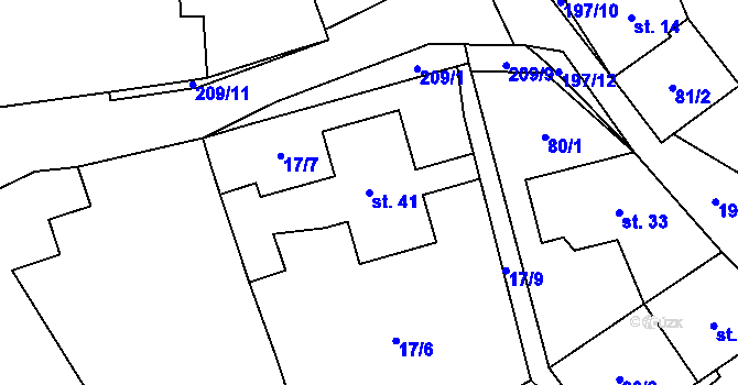 Parcela st. 41 v KÚ Študlov u Vítějevsi, Katastrální mapa