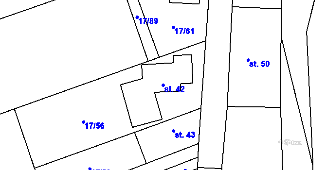 Parcela st. 42 v KÚ Študlov u Vítějevsi, Katastrální mapa