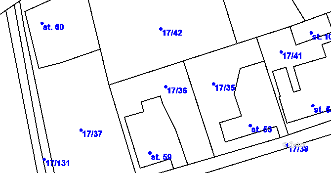 Parcela st. 17/36 v KÚ Študlov u Vítějevsi, Katastrální mapa