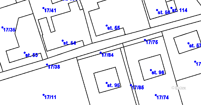 Parcela st. 17/84 v KÚ Študlov u Vítějevsi, Katastrální mapa