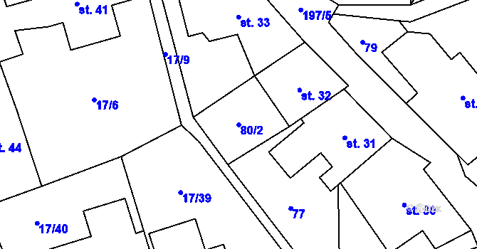 Parcela st. 80/2 v KÚ Študlov u Vítějevsi, Katastrální mapa