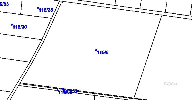 Parcela st. 115/6 v KÚ Študlov u Vítějevsi, Katastrální mapa