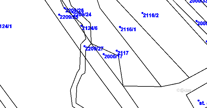 Parcela st. 2000/17 v KÚ Študlov, Katastrální mapa