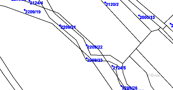 Parcela st. 2209/22 v KÚ Študlov, Katastrální mapa