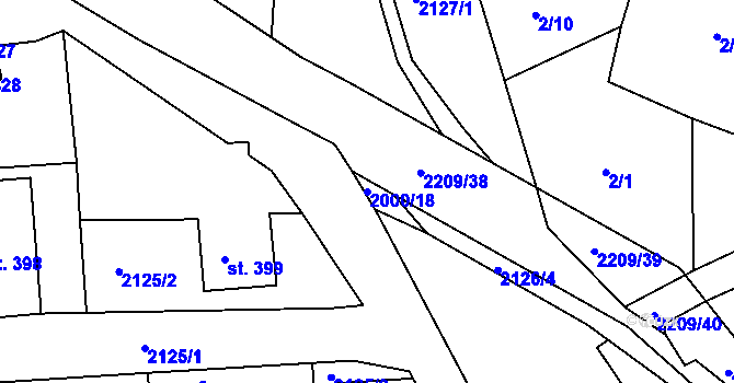 Parcela st. 2000/18 v KÚ Študlov, Katastrální mapa