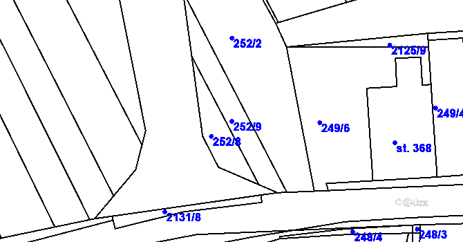Parcela st. 252/9 v KÚ Študlov, Katastrální mapa
