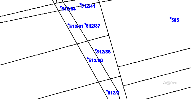 Parcela st. 512/36 v KÚ Študlov, Katastrální mapa