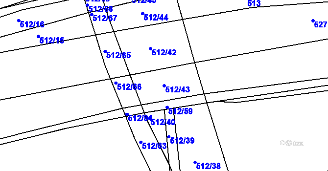 Parcela st. 512/43 v KÚ Študlov, Katastrální mapa
