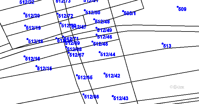 Parcela st. 512/44 v KÚ Študlov, Katastrální mapa