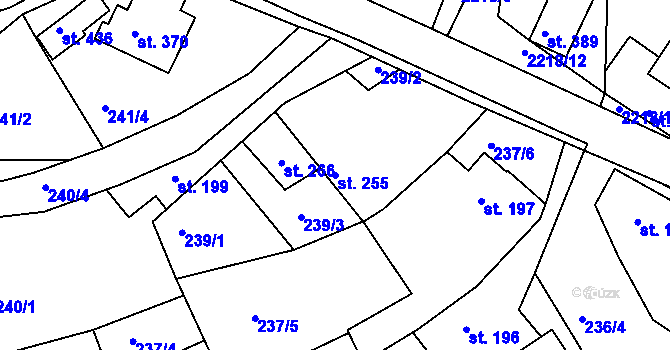 Parcela st. 255 v KÚ Študlov, Katastrální mapa