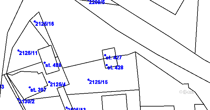 Parcela st. 427 v KÚ Študlov, Katastrální mapa