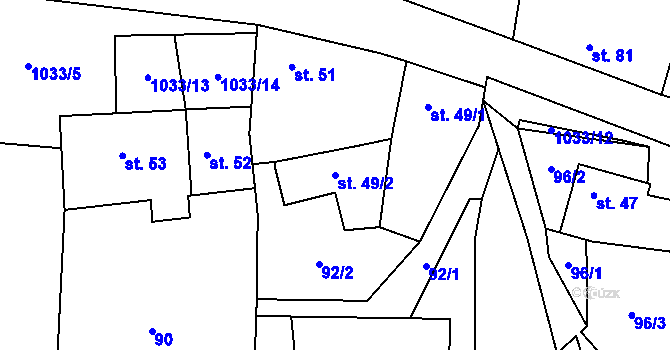 Parcela st. 49/2 v KÚ Šubířov, Katastrální mapa