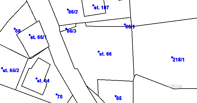 Parcela st. 66 v KÚ Šubířov, Katastrální mapa