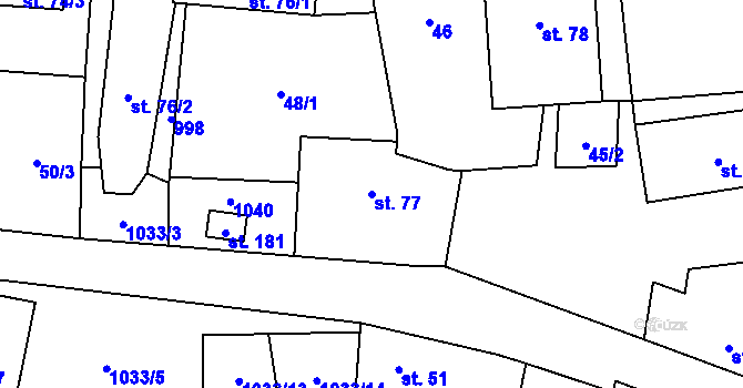 Parcela st. 77 v KÚ Šubířov, Katastrální mapa