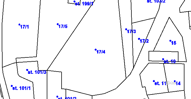 Parcela st. 17/4 v KÚ Šubířov, Katastrální mapa
